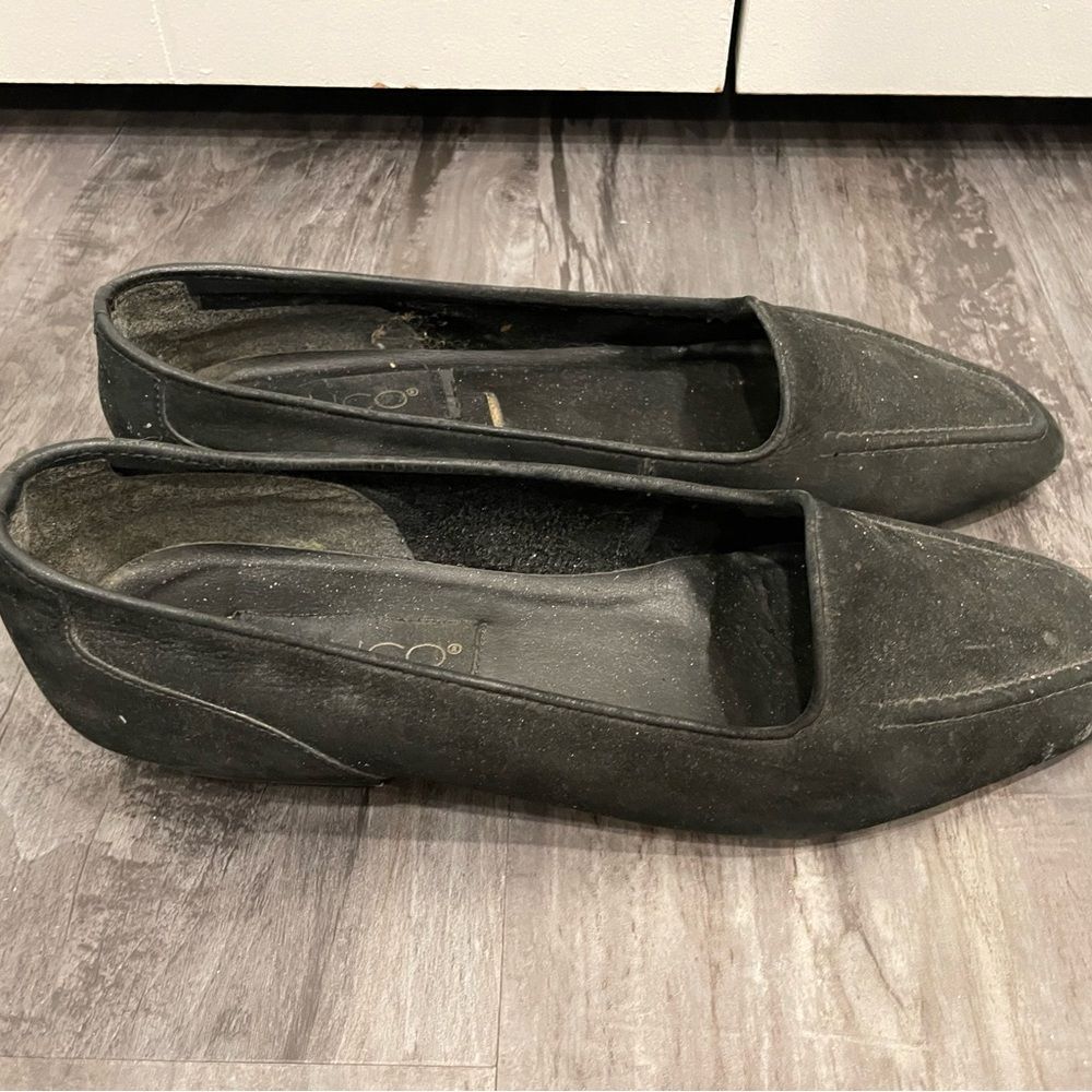 Vintage size 9 Women's Black Suede Loafers, Calico